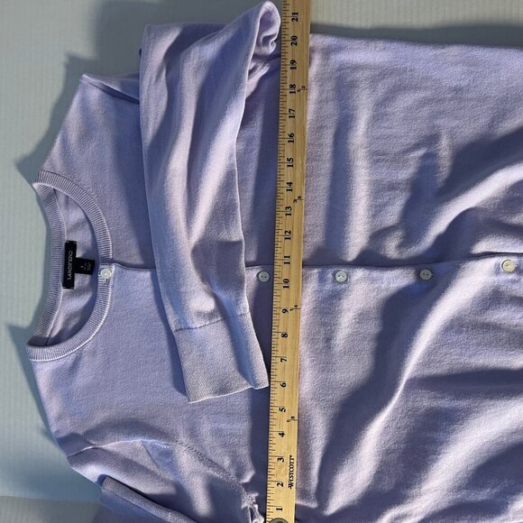 Lands End Women's Fine Gauge Cotton Cardigan Size Large Lilac Purple - Picture 5 of 6